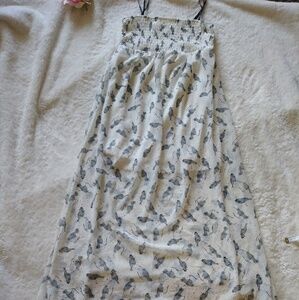 Sheer Bird Print Maxi Dress